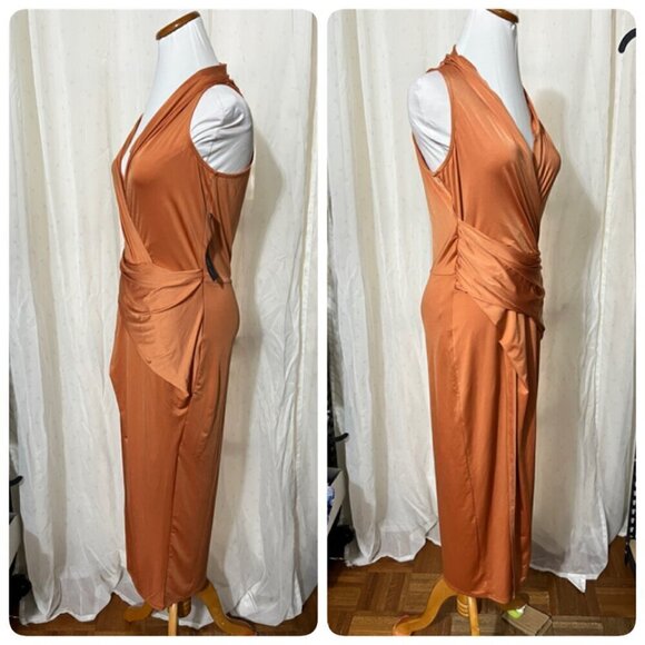 Rachel Rachel Roy Bret Gathered Jersey Dress Quiet Luxury MEDIUM in SIENNA - Picture 3 of 9